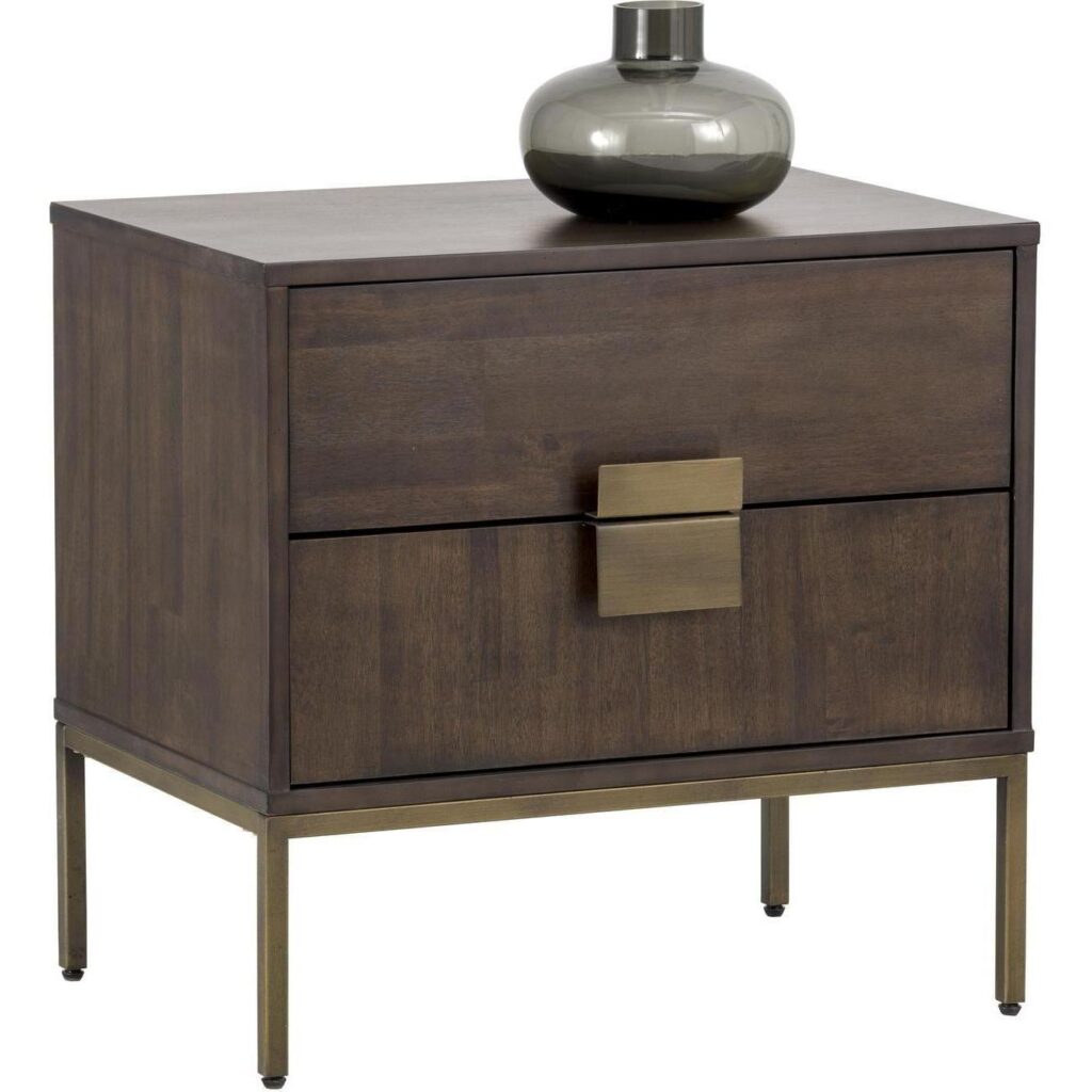 Jade Nightstand - Antique Brass - Dark Mango