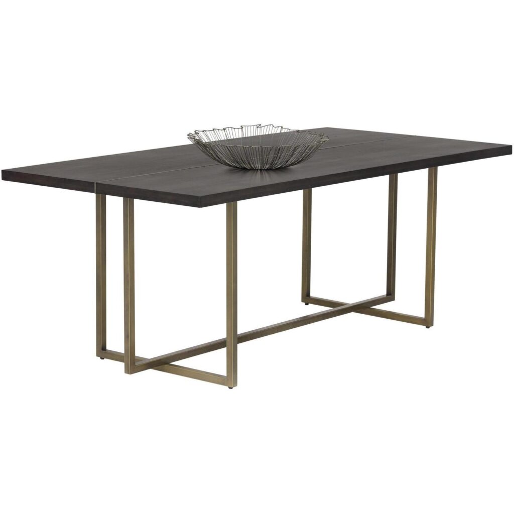 Jade Dining Table - Antique Brass - Dark Mango - 79"