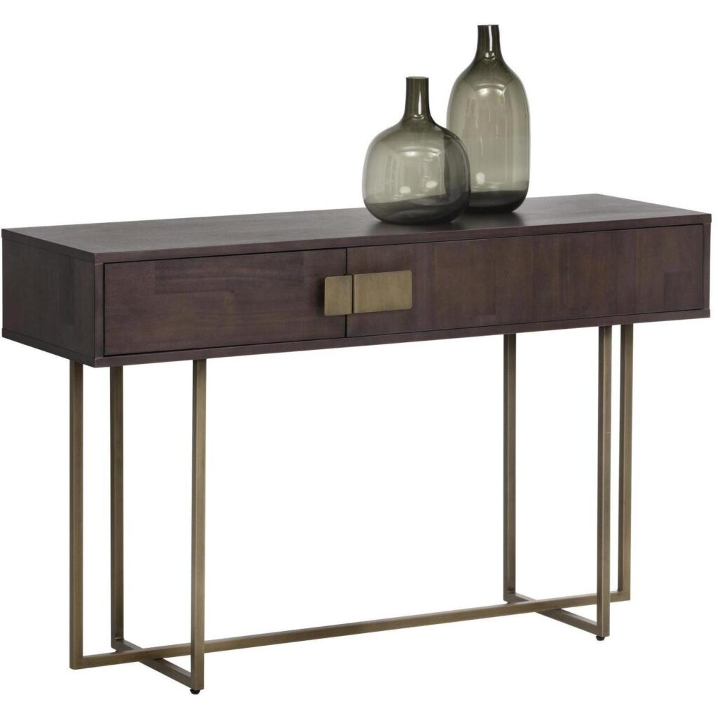 Jade Console Table - Antique Brass - Dark Mango