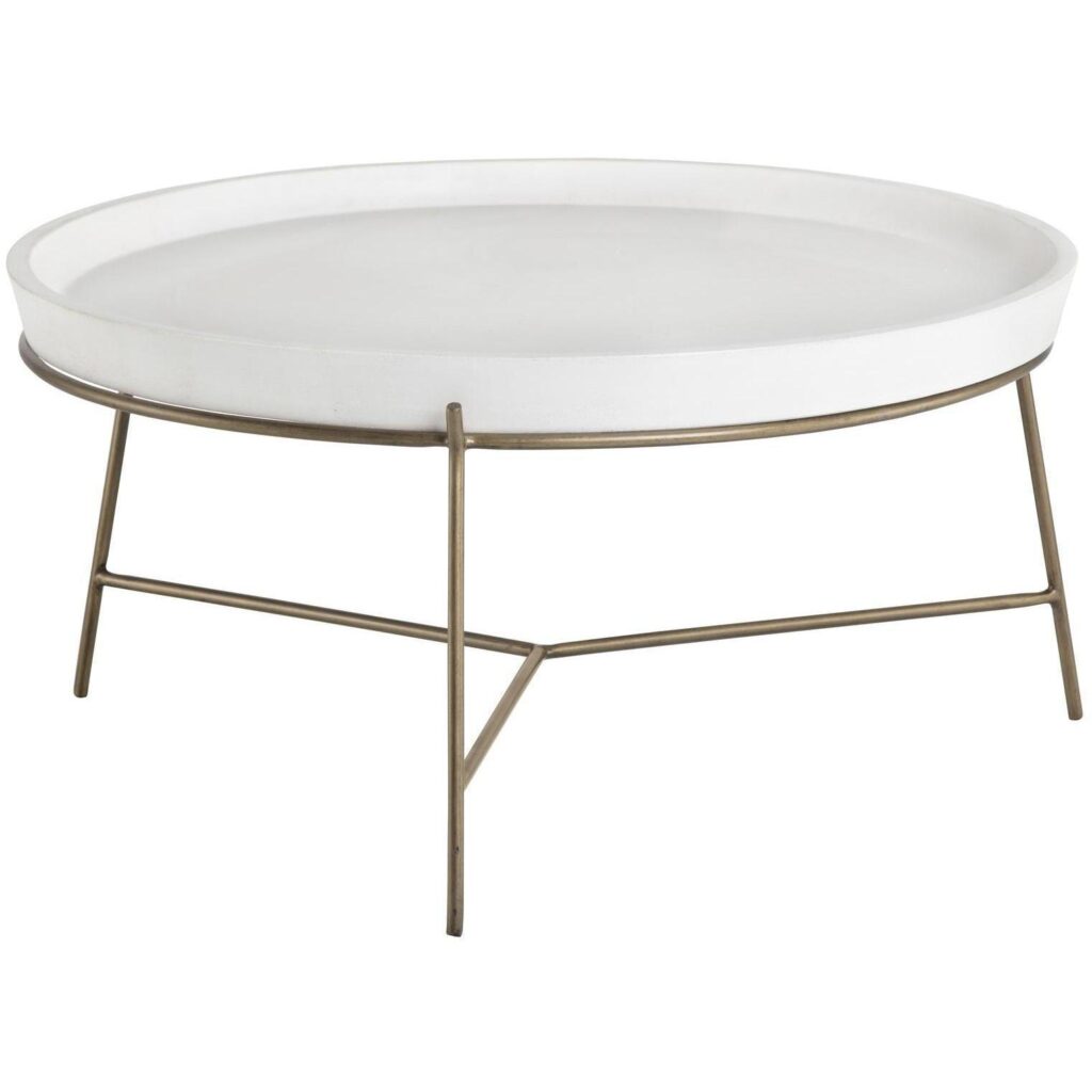 Remy Coffee Table - Antique Brass - White - Image 2