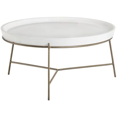 Remy Coffee Table - Antique Brass - White 103331 103331 REMY COFFEE TABLE WHITE CONCRETE 1