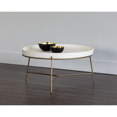 Remy Coffee Table - Antique Brass - White 103331 103331 REMY COFFEE TABLE WHITE CONCRETE 5