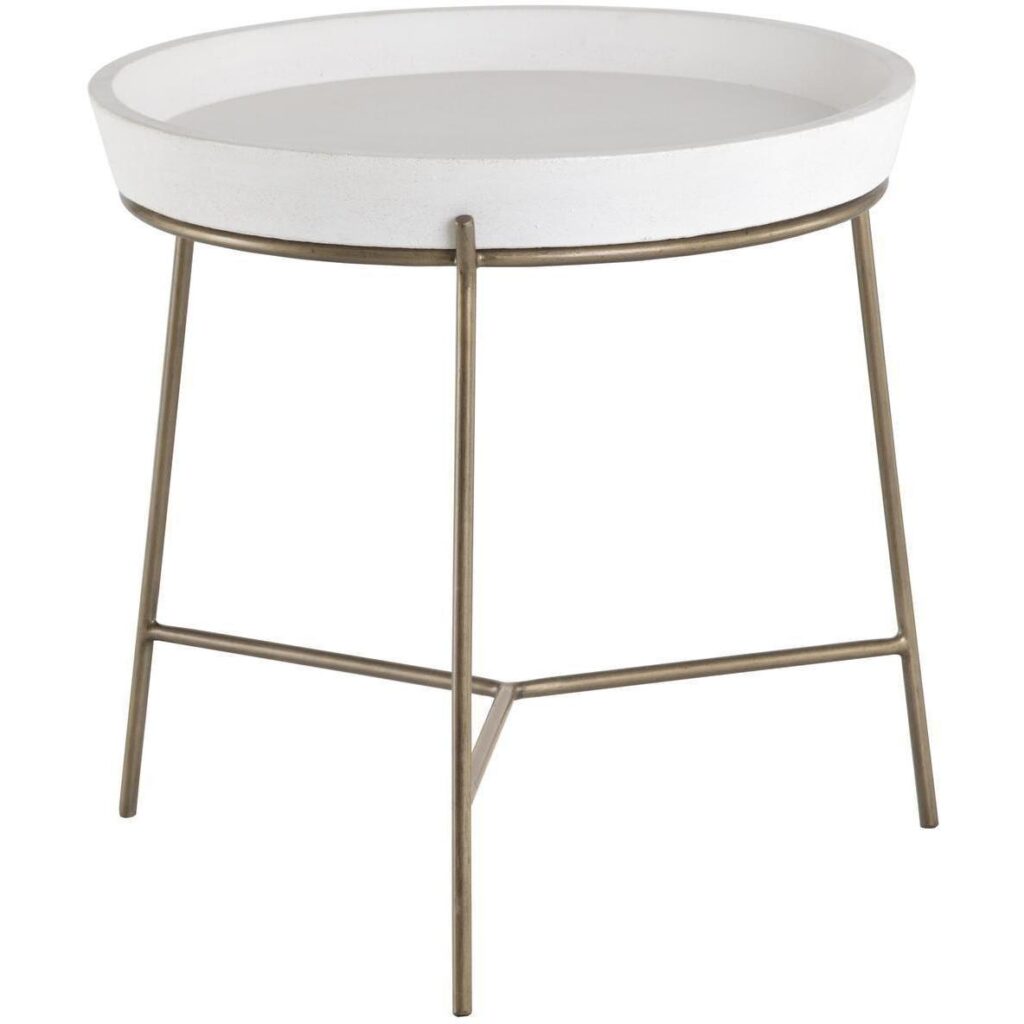 Remy End Table - Antique Brass - White - Image 2