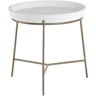 Remy End Table - Antique Brass - White 103332 103332 REMY END TABLE WHITE CONCRETE 1