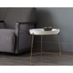 Remy End Table - Antique Brass - White 7 Remy End Table - Antique Brass - White 103332 103332 REMY END TABLE WHITE CONCRETE 5