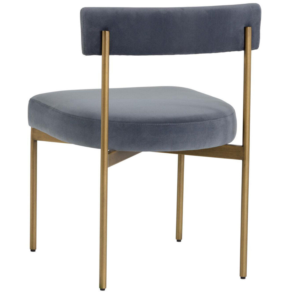 Seneca Dining Chair - Antique Brass - Velvet Slate - Image 3