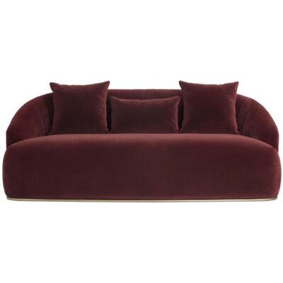 Astrid Sofa - Merlot 103642 103642 ASTRID SOFA ANTIQUE BRASS MERLOT FABRIC 1