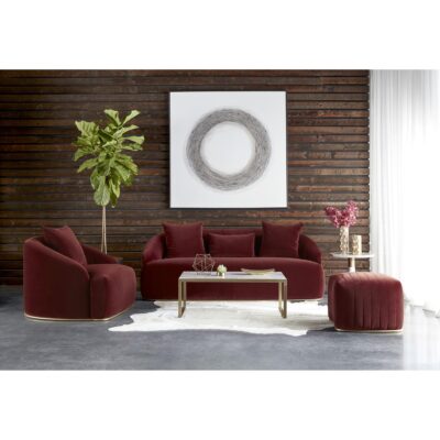 Astrid Sofa - Merlot 103642 103642 ASTRID SOFA ANTIQUE BRASS MERLOT FABRIC 10