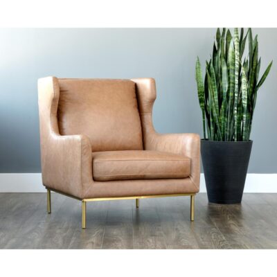 Virgil Lounge Chair - Marseille Camel Leather 103679 103679 VIRGIL CHAIR ANTIQUE BRASS MARSEILLE CAMEL LEATHER 5