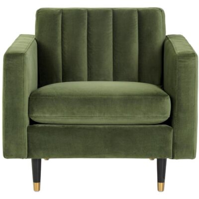 Yosi Armchair - Moss Green 103689 103689 YOSI ARMCHAIR ANTIQUE BRASS MOSS GREEN FABRIC 1