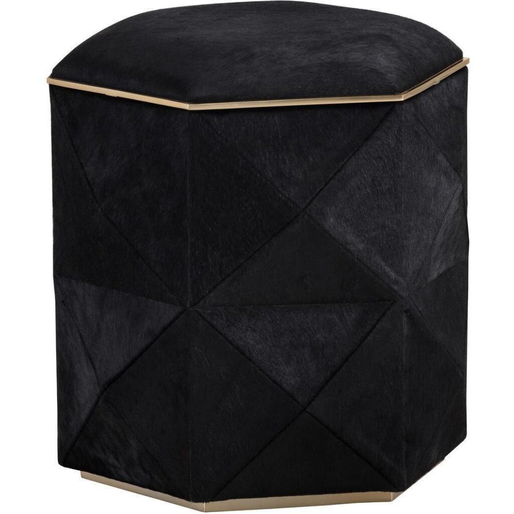 Ashanti Storage Ottoman - Small - Gold - Black