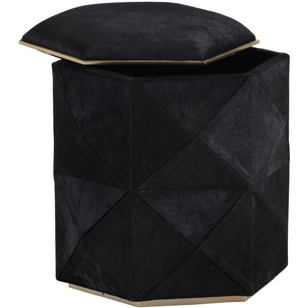 Ashanti Storage Ottoman - Small - Gold - Black - Image 2