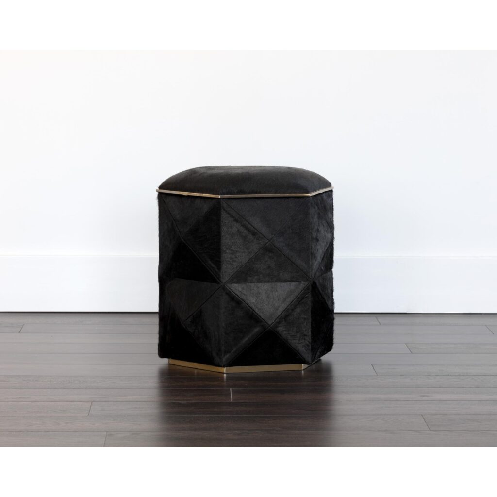 Ashanti Storage Ottoman - Small - Gold - Black - Image 3