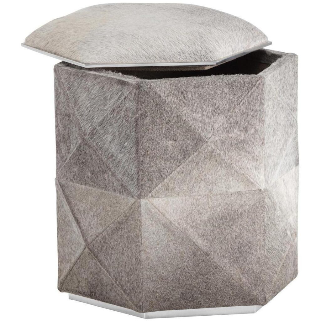 Ashanti Storage Ottoman - Small - Silver - Grey - Image 2