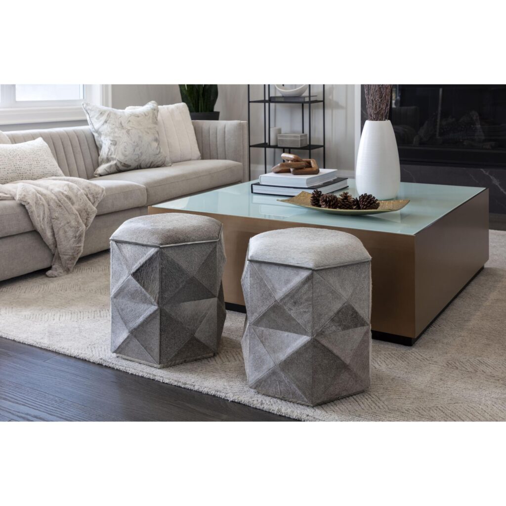 Ashanti Storage Ottoman - Small - Silver - Grey - Image 3