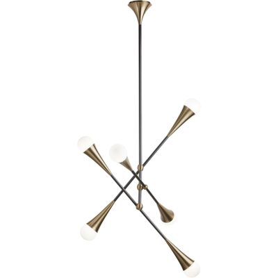 Zenith Chandelier - Brass And Black 103807 103807 ZENITH CEILING LIGHT BRASS AND BLACK PLATED 2