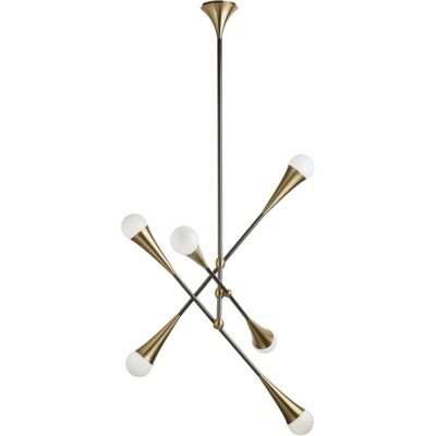 Zenith Chandelier - Brass And Black 103807 103807 ZENITH CEILING LIGHT BRASS AND BLACK PLATED 3