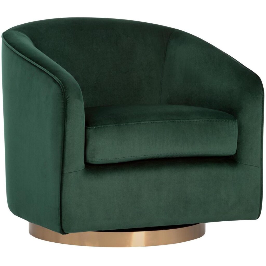 Hazel Swivel Lounge Chair - Gold - Deep Green Sky