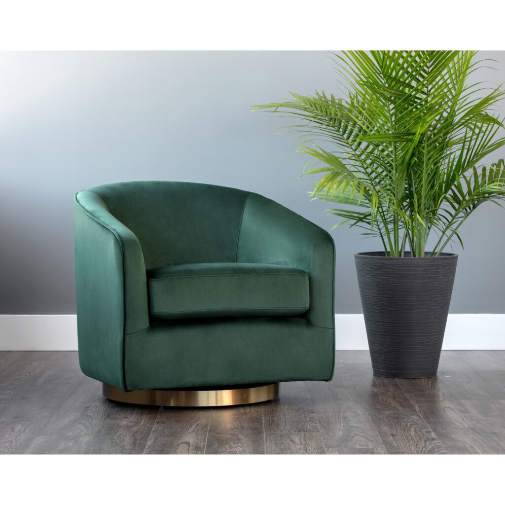 Hazel Swivel Lounge Chair - Gold - Deep Green Sky - Image 5