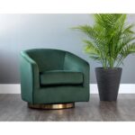 Hazel Swivel Lounge Chair - Gold - Deep Green Sky 12 Hazel Swivel Lounge Chair - Gold - Deep Green Sky 103999 103999 HAZEL SWIVEL OCCASIONAL CHAIR DEEP GREEN SKY FABRIC 5