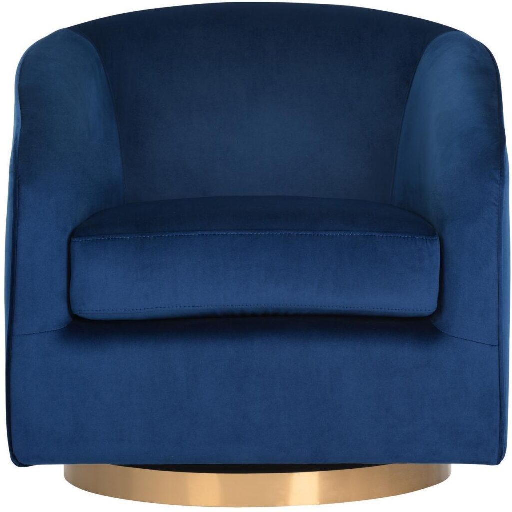 Hazel Swivel Lounge Chair - Gold - Navy Blue Sky - Image 2