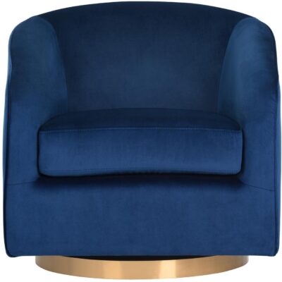 Hazel Swivel Lounge Chair - Gold - Navy Blue Sky 104001 104001 HAZEL SWIVEL CHAIR NAVY SKY FABRIC