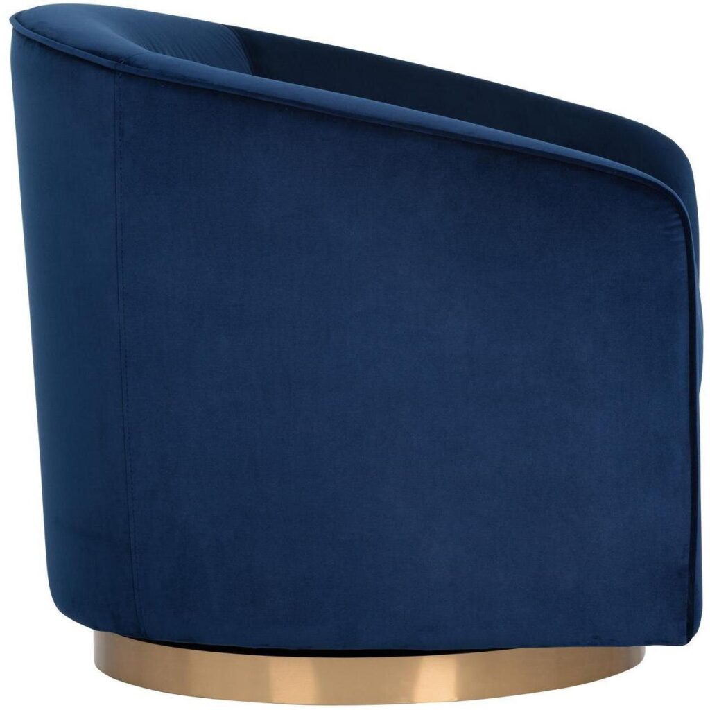 Hazel Swivel Lounge Chair - Gold - Navy Blue Sky - Image 3