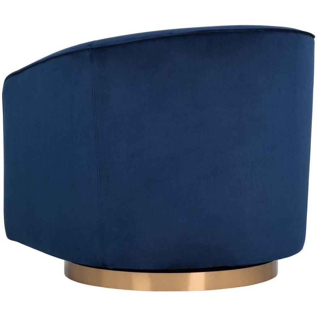 Hazel Swivel Lounge Chair - Gold - Navy Blue Sky - Image 4