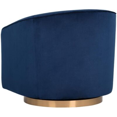 Hazel Swivel Lounge Chair - Gold - Navy Blue Sky 104001 104001 HAZEL SWIVEL CHAIR NAVY SKY FABRIC 3