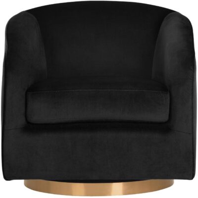 Hazel Swivel Lounge Chair - Gold - Black Sky 104003 104003 HAZEL SWIVEL CHAIR BLACK SKY FABRIC