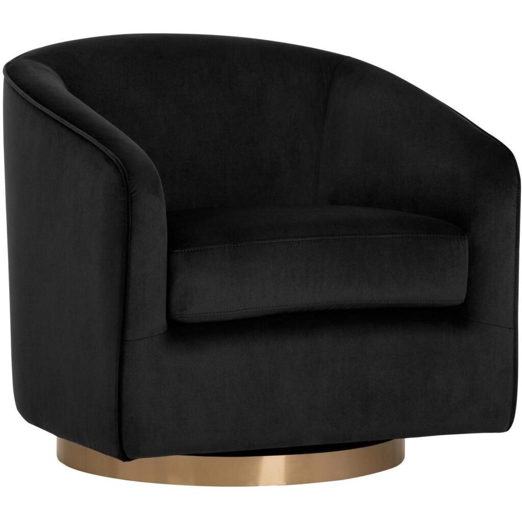 Hazel Swivel Lounge Chair - Gold - Black Sky