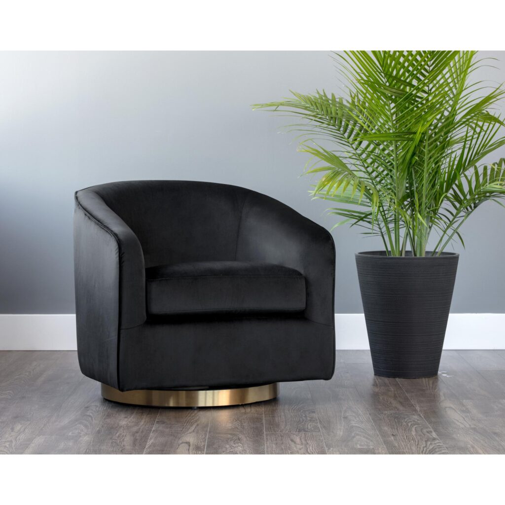 Hazel Swivel Lounge Chair - Gold - Black Sky - Image 5