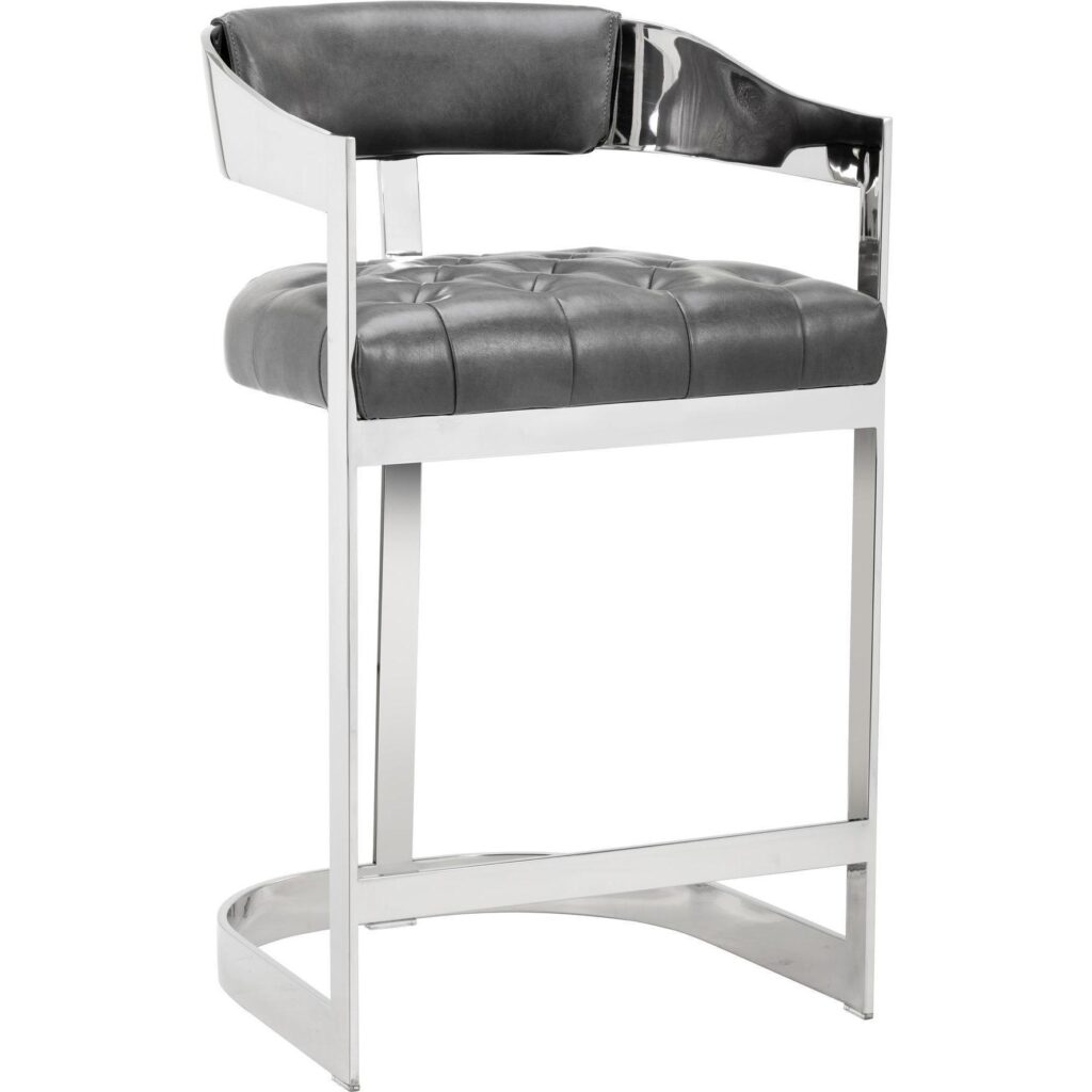 Beaumont Counter Stool - Stainless Steel - Cantina Magnetite