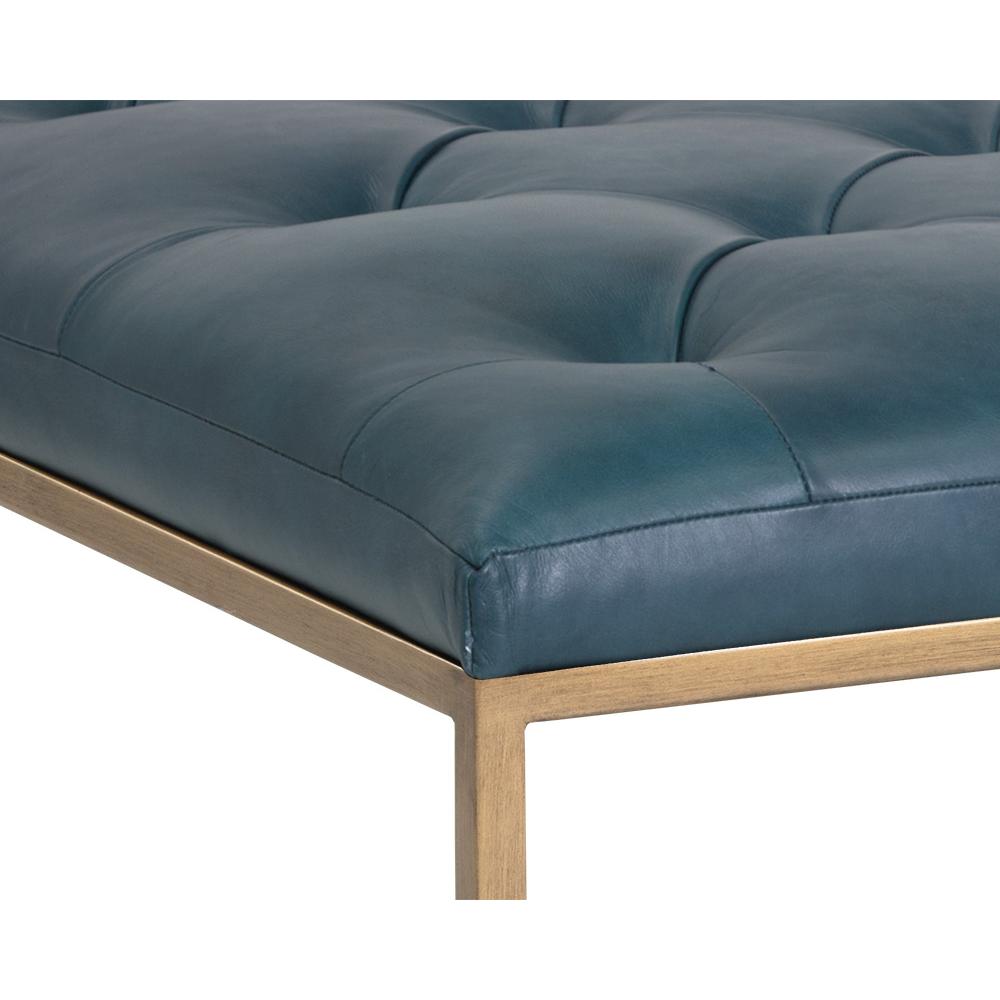 Endall Ottoman - Antique Brass - Vintage Peacock Leather 4 Endall Ottoman - Antique Brass - Vintage Peacock Leather - Image 4