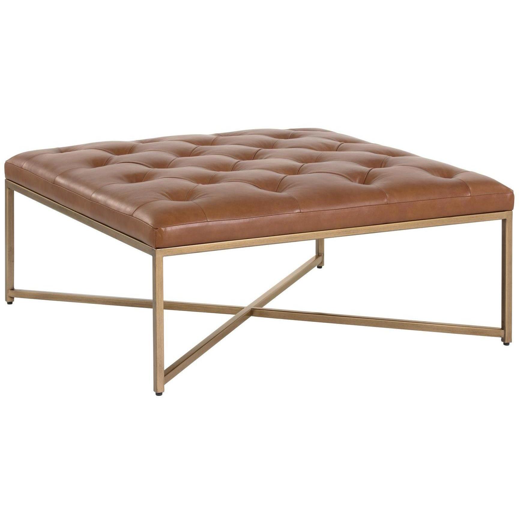 Endall Ottoman - Antique Brass - Vintage Camel Leather 1 Endall Ottoman - Antique Brass - Vintage Camel Leather