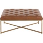 Endall Ottoman - Antique Brass - Vintage Camel Leather 5 Endall Ottoman - Antique Brass - Vintage Camel Leather 104088 104088 ENDALL SQUARE COFFEE TABLE OTTOMAN ANTIQUEBRASS VINTAGE CAMEL LEATHER 1