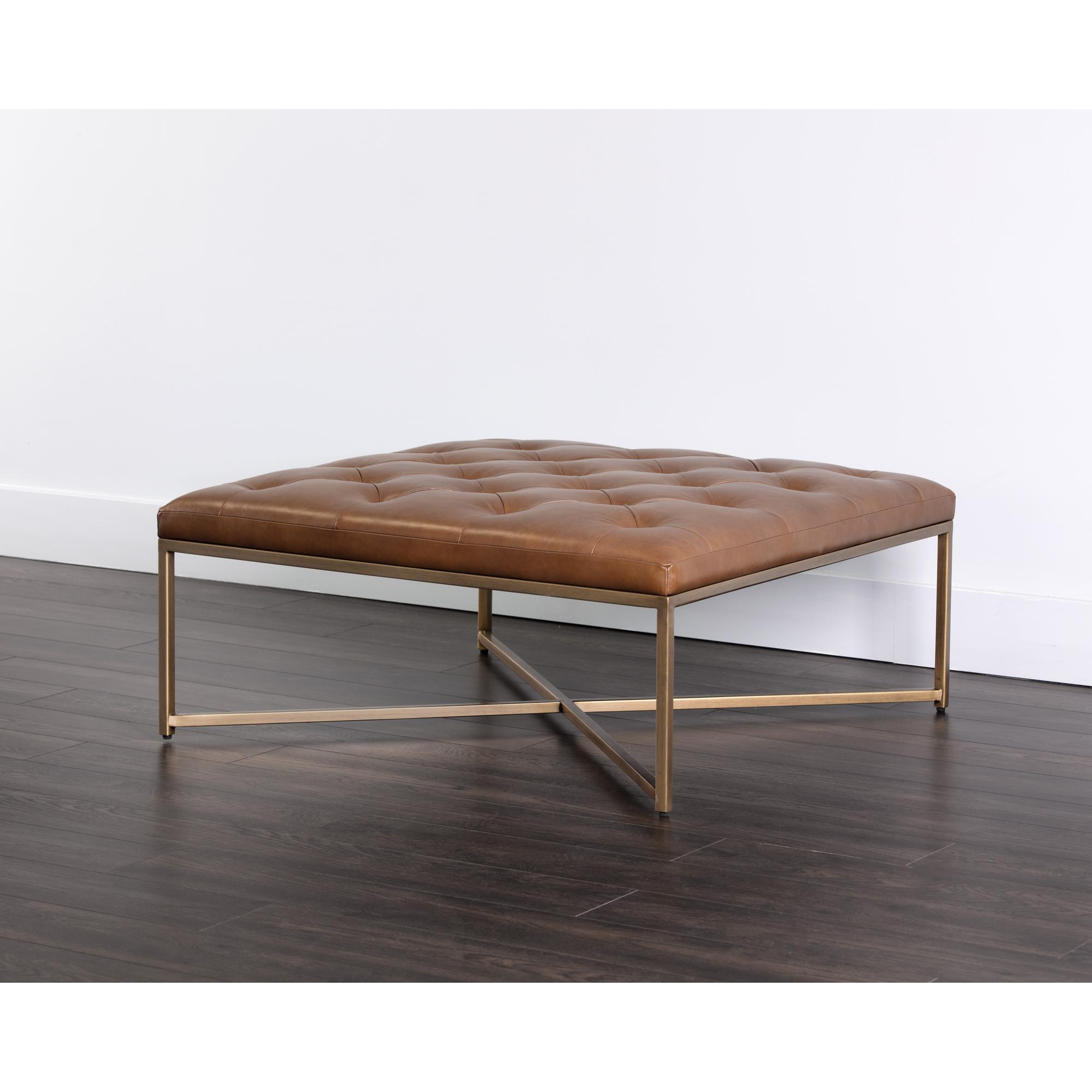 Endall Ottoman - Antique Brass - Vintage Camel Leather 3 Endall Ottoman - Antique Brass - Vintage Camel Leather - Image 3