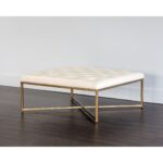 Endall Ottoman - Antique Brass - Vintage Vanilla Leather 6 Endall Ottoman - Antique Brass - Vintage Vanilla Leather 104089 104089 ENDALL SQUARE COFFEE TABLE OTTOMAN ANTIQUE BRASS VINTAGE VANILLA LEATHER 5