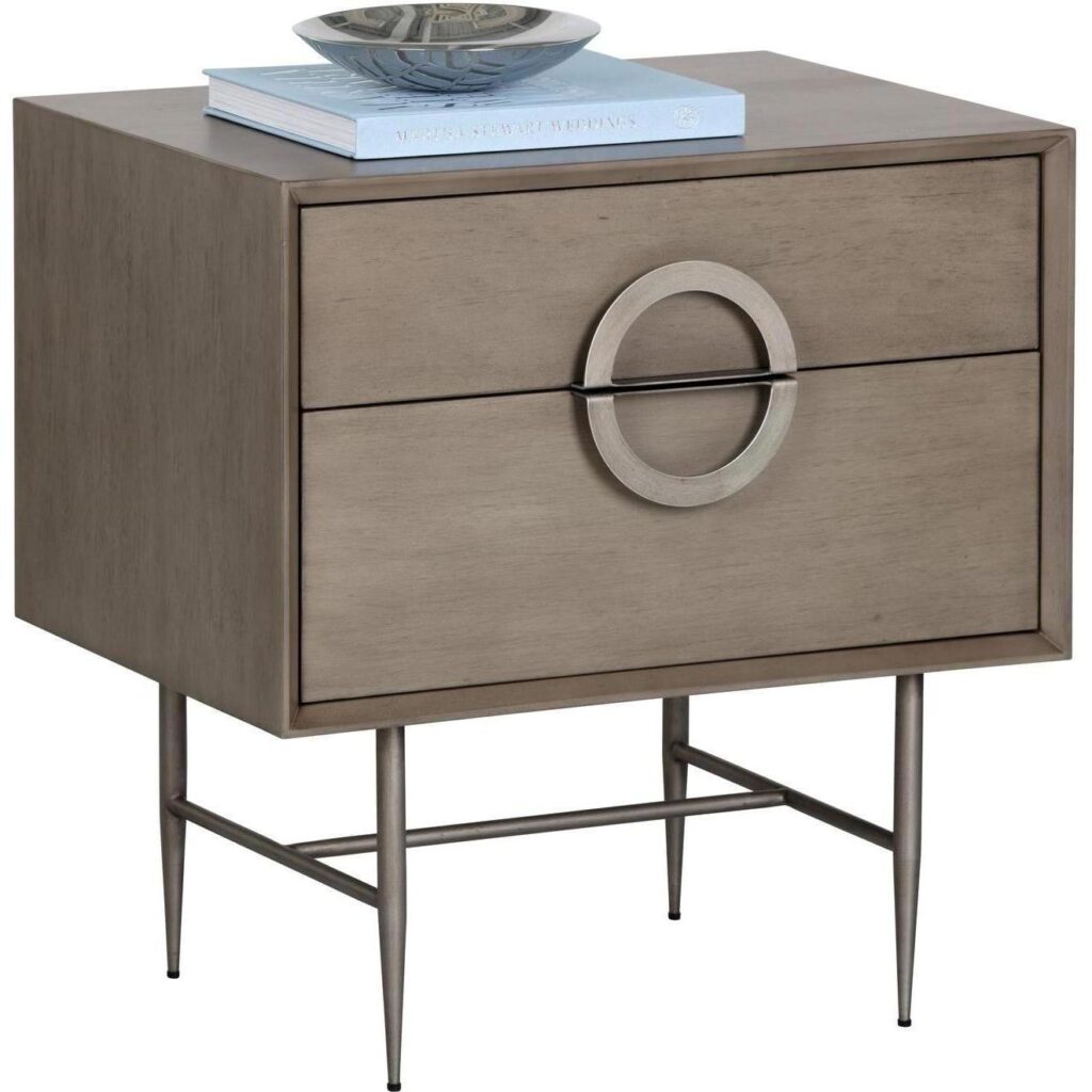 Emery Nightstand - Antique Silver - Ash Grey