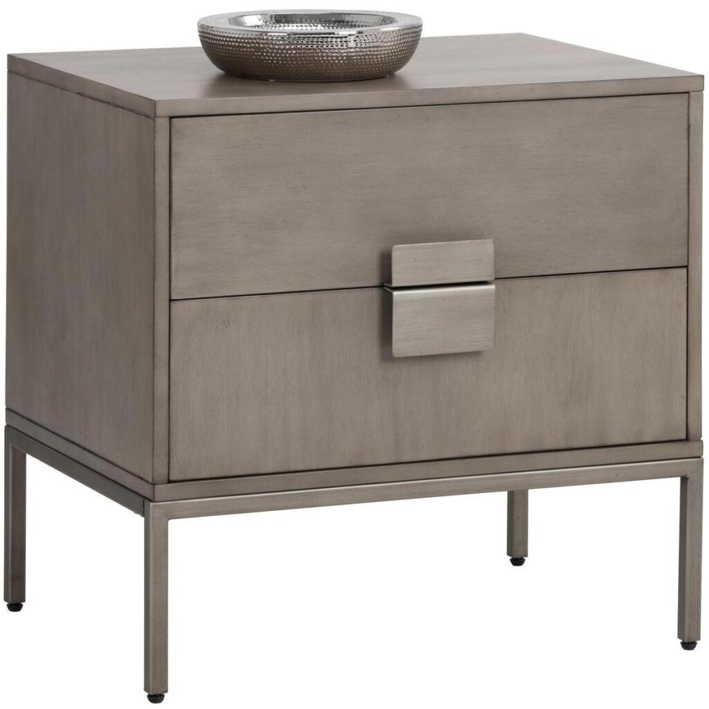 Jade Nightstand - Antique Silver - Ash Grey