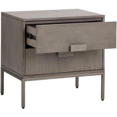 Jade Nightstand - Antique Silver - Ash Grey 104100 104100 JADE NIGHTSTAND ANTIQUE SILVER ASH GREY FINISH 2