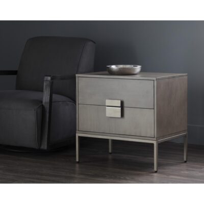 Jade Nightstand - Antique Silver - Ash Grey 104100 104100 JADE NIGHTSTAND ANTIQUE SILVER ASH GREY FINISH 5