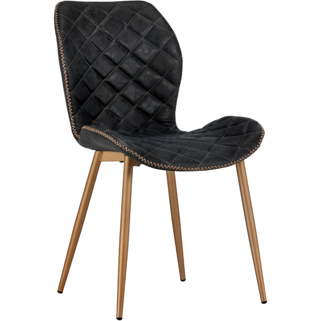 Lyla Dining Chair - Champagne Gold - Antique Black