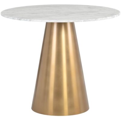 Damon Bistro Table - Gold - 35.5" 104426 104426 DAMON BISTRO TABLE GOLD WHITE MARBLE 1