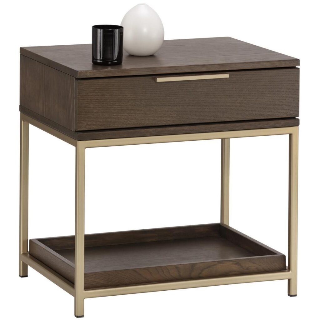 Rebel Nightstand - Small - Gold - Raw Umber