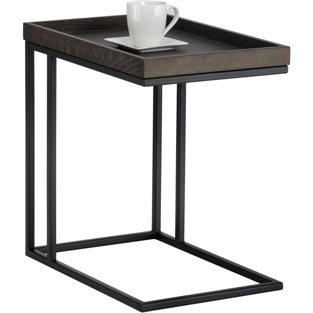 Arden C-Shaped End Table - Black - Charcoal Grey