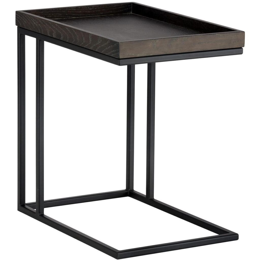 Arden C-Shaped End Table - Black - Charcoal Grey - Image 2