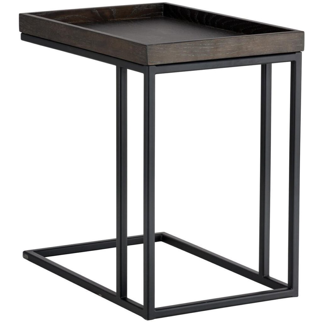 Arden C-Shaped End Table - Black - Charcoal Grey - Image 3