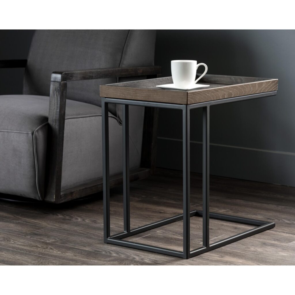 Arden C-Shaped End Table - Black - Charcoal Grey - Image 4