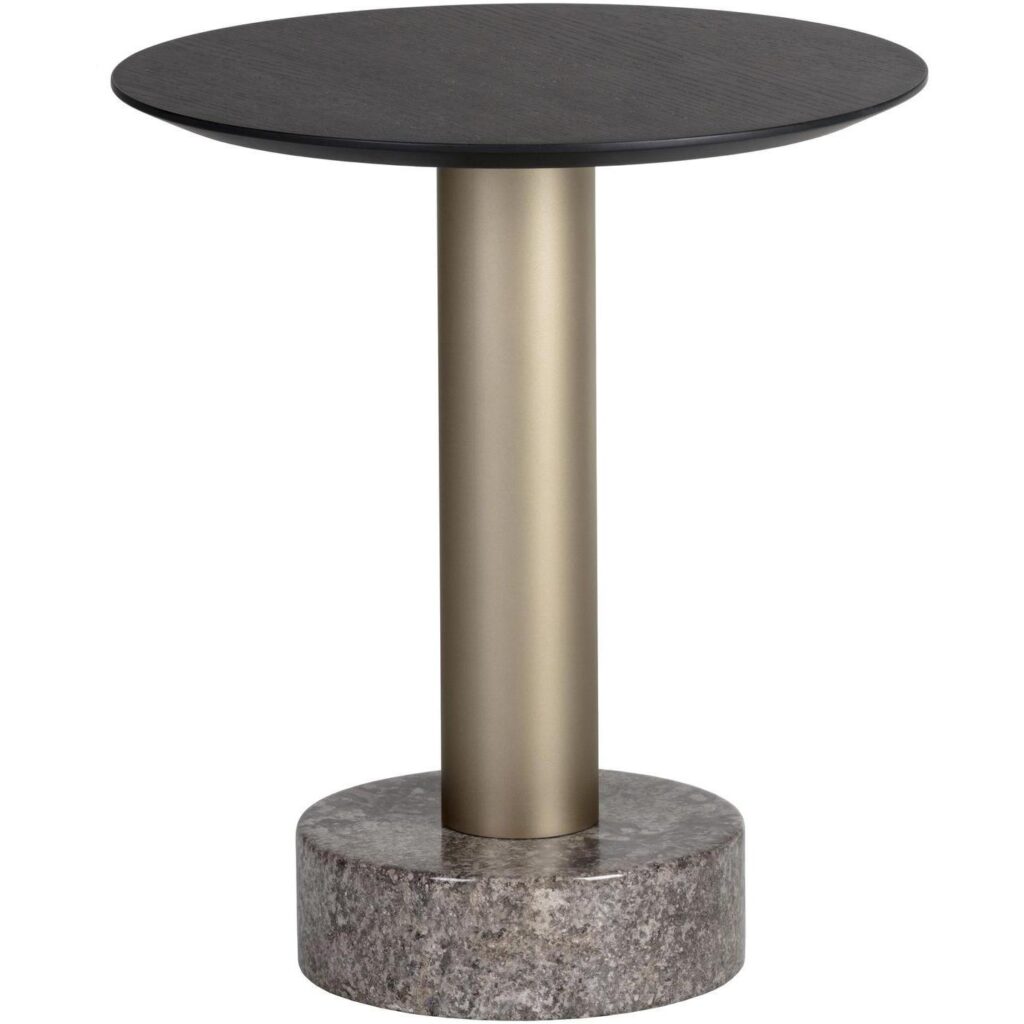 Monaco End Table - Gold - Grey Marble / Charcoal Grey - Image 2